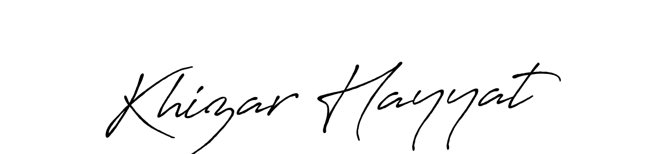 Create a beautiful signature design for name Khizar Hayyat. With this signature (Antro_Vectra_Bolder) fonts, you can make a handwritten signature for free. Khizar Hayyat signature style 7 images and pictures png