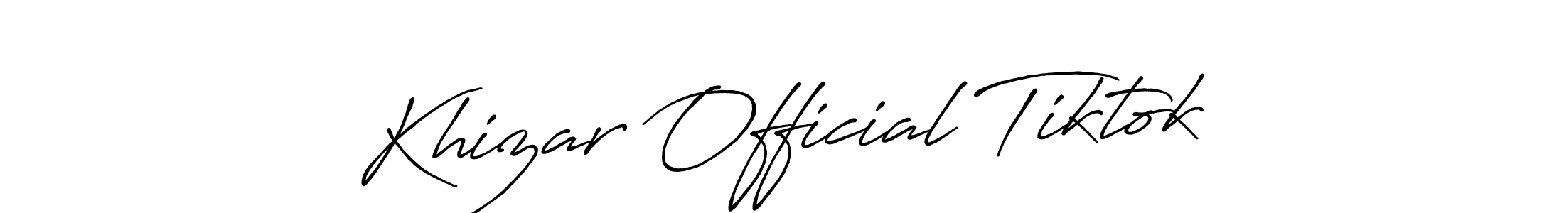 Make a beautiful signature design for name Khizar Official Tiktok. With this signature (Antro_Vectra_Bolder) style, you can create a handwritten signature for free. Khizar Official Tiktok signature style 7 images and pictures png