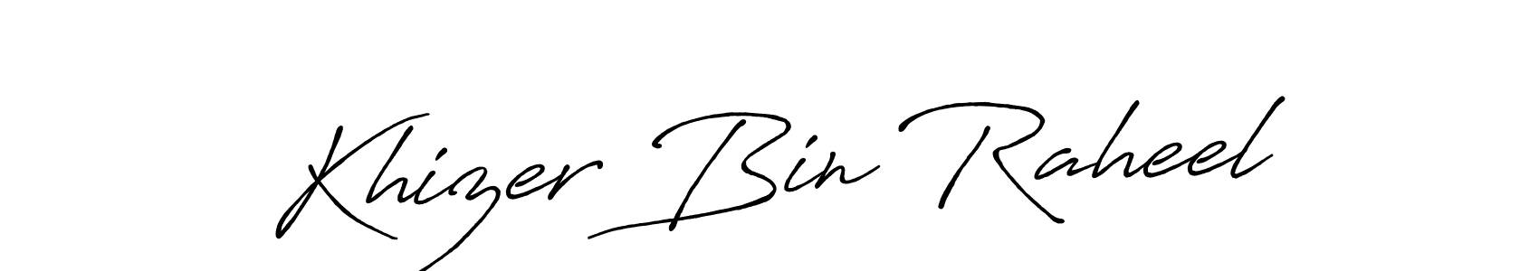 Design your own signature with our free online signature maker. With this signature software, you can create a handwritten (Antro_Vectra_Bolder) signature for name Khizer Bin Raheel. Khizer Bin Raheel signature style 7 images and pictures png