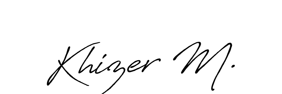 How to make Khizer M. name signature. Use Antro_Vectra_Bolder style for creating short signs online. This is the latest handwritten sign. Khizer M. signature style 7 images and pictures png