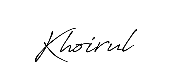 Make a beautiful signature design for name Khoirul. With this signature (Antro_Vectra_Bolder) style, you can create a handwritten signature for free. Khoirul signature style 7 images and pictures png