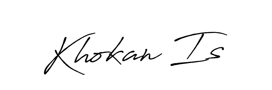 Also You can easily find your signature by using the search form. We will create Khokan Is name handwritten signature images for you free of cost using Antro_Vectra_Bolder sign style. Khokan Is signature style 7 images and pictures png