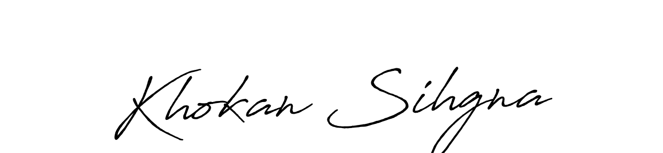 Make a beautiful signature design for name Khokan Sihgna. With this signature (Antro_Vectra_Bolder) style, you can create a handwritten signature for free. Khokan Sihgna signature style 7 images and pictures png