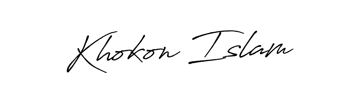 if you are searching for the best signature style for your name Khokon Islam. so please give up your signature search. here we have designed multiple signature styles  using Antro_Vectra_Bolder. Khokon Islam signature style 7 images and pictures png