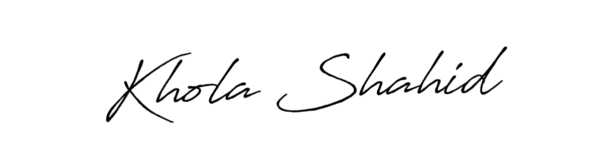 Similarly Antro_Vectra_Bolder is the best handwritten signature design. Signature creator online .You can use it as an online autograph creator for name Khola Shahid. Khola Shahid signature style 7 images and pictures png