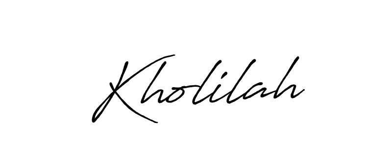 Use a signature maker to create a handwritten signature online. With this signature software, you can design (Antro_Vectra_Bolder) your own signature for name Kholilah. Kholilah signature style 7 images and pictures png