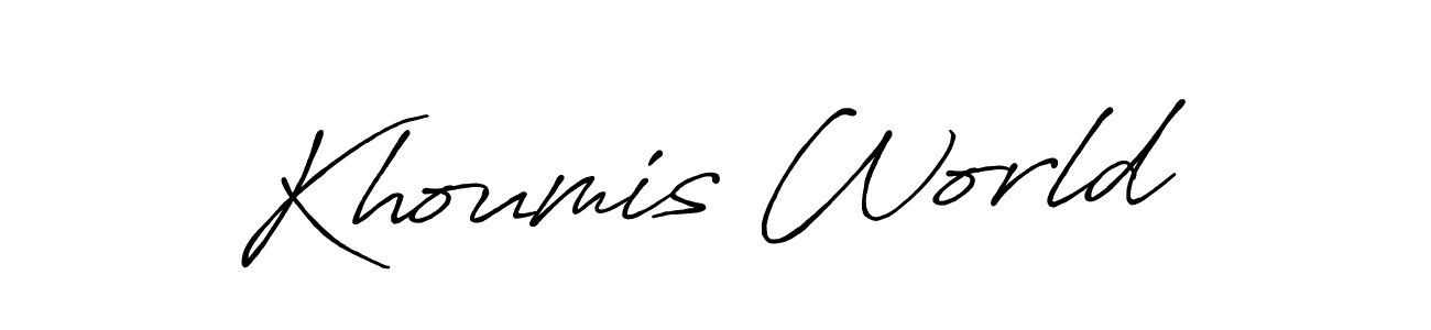 Design your own signature with our free online signature maker. With this signature software, you can create a handwritten (Antro_Vectra_Bolder) signature for name Khoumis World. Khoumis World signature style 7 images and pictures png