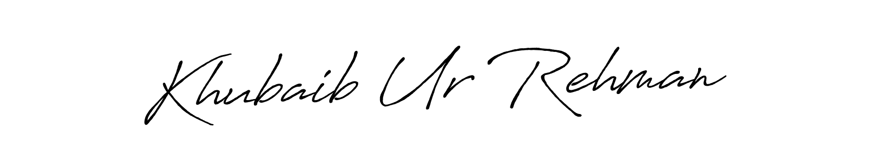 Khubaib Ur Rehman stylish signature style. Best Handwritten Sign (Antro_Vectra_Bolder) for my name. Handwritten Signature Collection Ideas for my name Khubaib Ur Rehman. Khubaib Ur Rehman signature style 7 images and pictures png