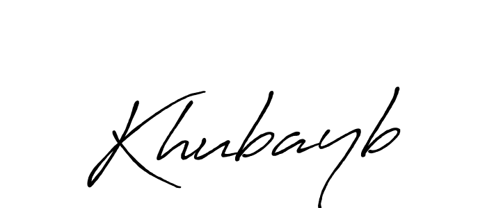 Use a signature maker to create a handwritten signature online. With this signature software, you can design (Antro_Vectra_Bolder) your own signature for name Khubayb. Khubayb signature style 7 images and pictures png