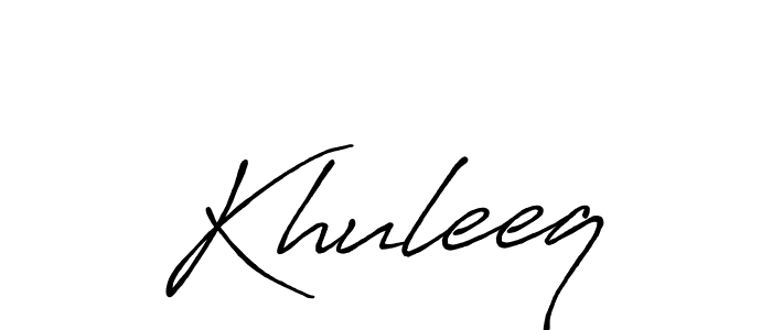 You should practise on your own different ways (Antro_Vectra_Bolder) to write your name (Khuleeq) in signature. don't let someone else do it for you. Khuleeq signature style 7 images and pictures png