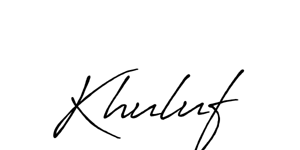 Use a signature maker to create a handwritten signature online. With this signature software, you can design (Antro_Vectra_Bolder) your own signature for name Khuluf. Khuluf signature style 7 images and pictures png