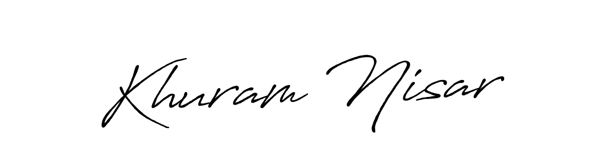 The best way (Antro_Vectra_Bolder) to make a short signature is to pick only two or three words in your name. The name Khuram Nisar include a total of six letters. For converting this name. Khuram Nisar signature style 7 images and pictures png