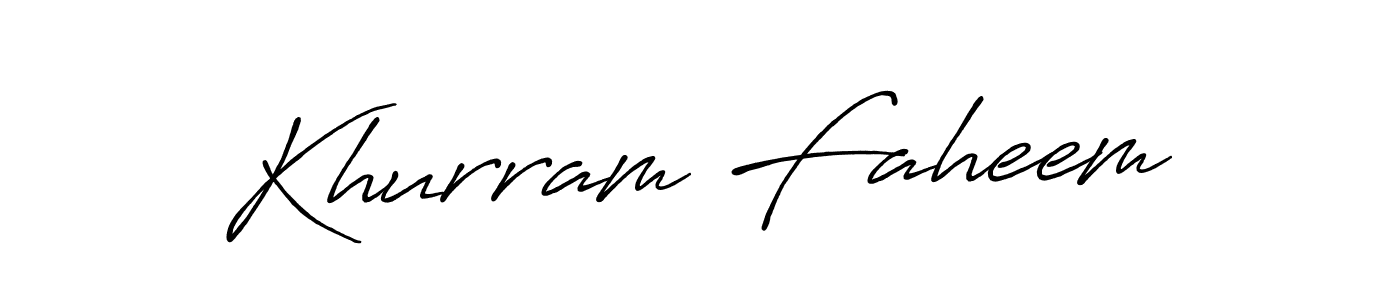 Create a beautiful signature design for name Khurram Faheem. With this signature (Antro_Vectra_Bolder) fonts, you can make a handwritten signature for free. Khurram Faheem signature style 7 images and pictures png