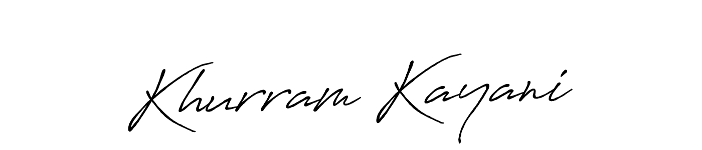 Make a beautiful signature design for name Khurram Kayani. With this signature (Antro_Vectra_Bolder) style, you can create a handwritten signature for free. Khurram Kayani signature style 7 images and pictures png