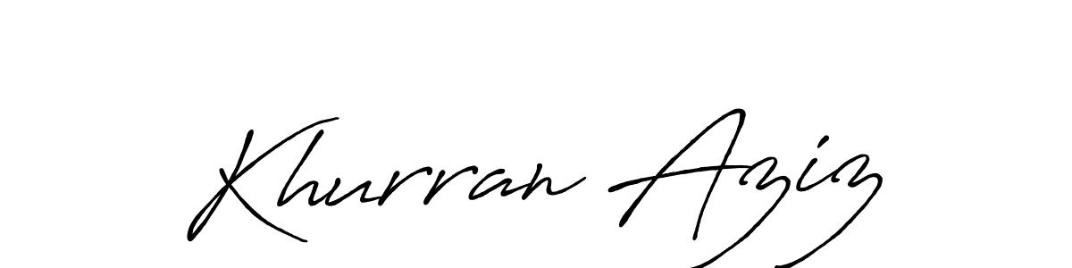 Use a signature maker to create a handwritten signature online. With this signature software, you can design (Antro_Vectra_Bolder) your own signature for name Khurran Aziz. Khurran Aziz signature style 7 images and pictures png