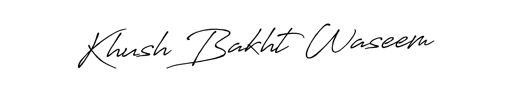 Make a beautiful signature design for name Khush Bakht Waseem. With this signature (Antro_Vectra_Bolder) style, you can create a handwritten signature for free. Khush Bakht Waseem signature style 7 images and pictures png