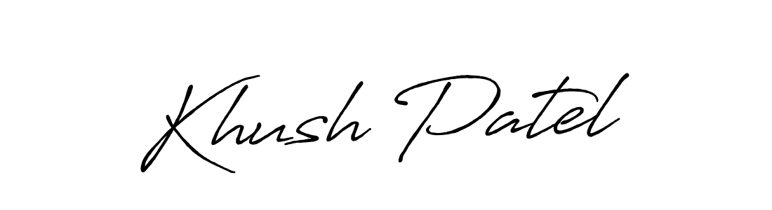 Make a beautiful signature design for name Khush Patel. With this signature (Antro_Vectra_Bolder) style, you can create a handwritten signature for free. Khush Patel signature style 7 images and pictures png