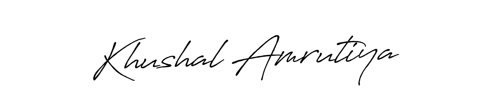 You should practise on your own different ways (Antro_Vectra_Bolder) to write your name (Khushal Amrutiya) in signature. don't let someone else do it for you. Khushal Amrutiya signature style 7 images and pictures png