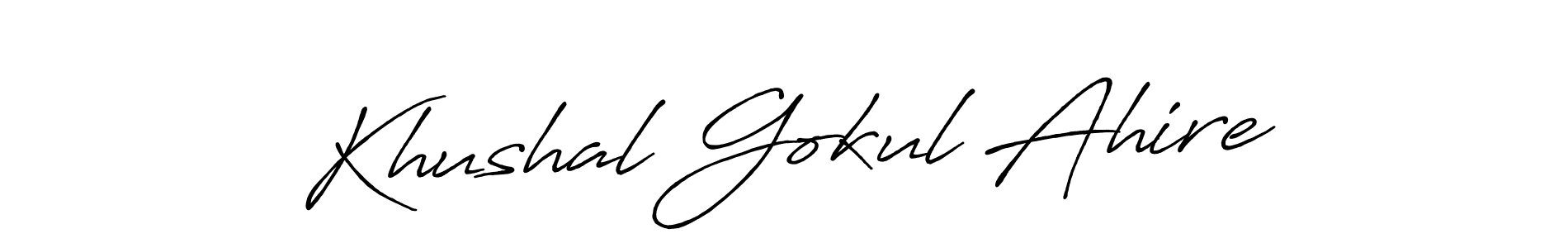 Create a beautiful signature design for name Khushal Gokul Ahire. With this signature (Antro_Vectra_Bolder) fonts, you can make a handwritten signature for free. Khushal Gokul Ahire signature style 7 images and pictures png