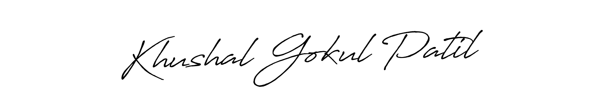 Antro_Vectra_Bolder is a professional signature style that is perfect for those who want to add a touch of class to their signature. It is also a great choice for those who want to make their signature more unique. Get Khushal Gokul Patil name to fancy signature for free. Khushal Gokul Patil signature style 7 images and pictures png