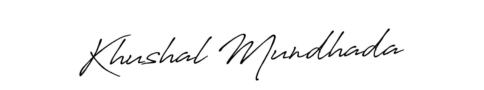 Use a signature maker to create a handwritten signature online. With this signature software, you can design (Antro_Vectra_Bolder) your own signature for name Khushal Mundhada. Khushal Mundhada signature style 7 images and pictures png