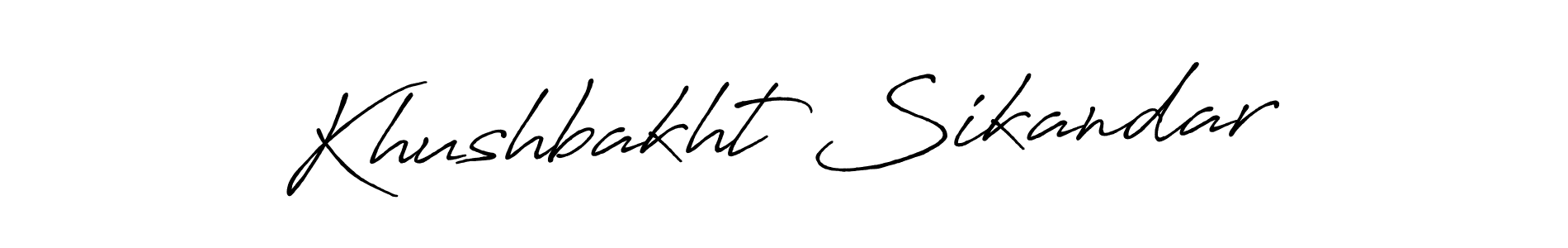 Create a beautiful signature design for name Khushbakht Sikandar. With this signature (Antro_Vectra_Bolder) fonts, you can make a handwritten signature for free. Khushbakht Sikandar signature style 7 images and pictures png