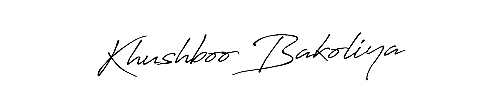 Make a short Khushboo Bakoliya signature style. Manage your documents anywhere anytime using Antro_Vectra_Bolder. Create and add eSignatures, submit forms, share and send files easily. Khushboo Bakoliya signature style 7 images and pictures png
