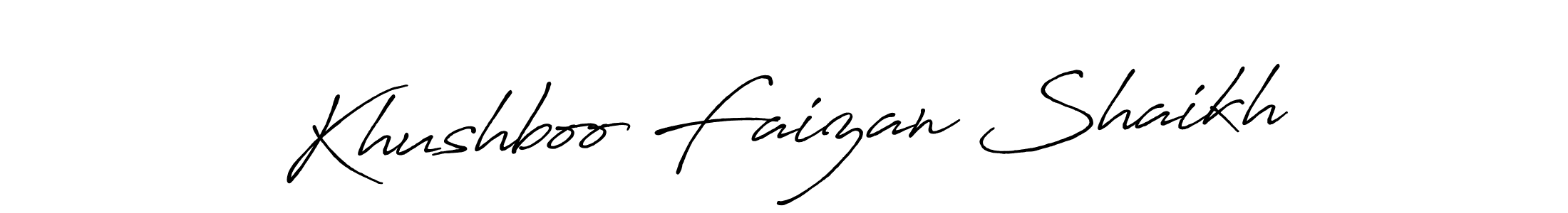Antro_Vectra_Bolder is a professional signature style that is perfect for those who want to add a touch of class to their signature. It is also a great choice for those who want to make their signature more unique. Get Khushboo Faizan Shaikh name to fancy signature for free. Khushboo Faizan Shaikh signature style 7 images and pictures png