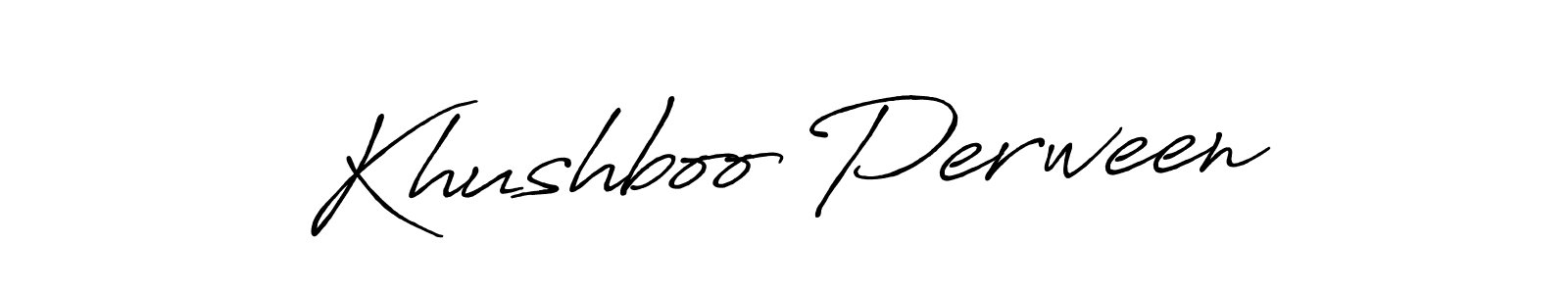 How to make Khushboo Perween name signature. Use Antro_Vectra_Bolder style for creating short signs online. This is the latest handwritten sign. Khushboo Perween signature style 7 images and pictures png