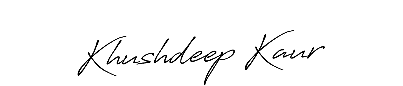 How to make Khushdeep Kaur name signature. Use Antro_Vectra_Bolder style for creating short signs online. This is the latest handwritten sign. Khushdeep Kaur signature style 7 images and pictures png