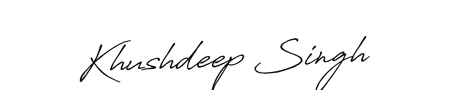 Make a beautiful signature design for name Khushdeep Singh. With this signature (Antro_Vectra_Bolder) style, you can create a handwritten signature for free. Khushdeep Singh signature style 7 images and pictures png