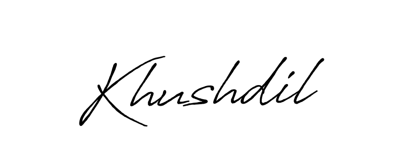 Use a signature maker to create a handwritten signature online. With this signature software, you can design (Antro_Vectra_Bolder) your own signature for name Khushdil. Khushdil signature style 7 images and pictures png