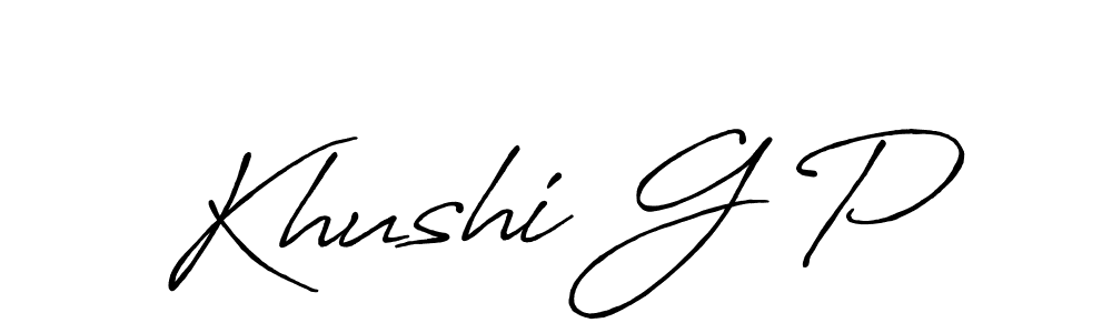 Khushi G P stylish signature style. Best Handwritten Sign (Antro_Vectra_Bolder) for my name. Handwritten Signature Collection Ideas for my name Khushi G P. Khushi G P signature style 7 images and pictures png
