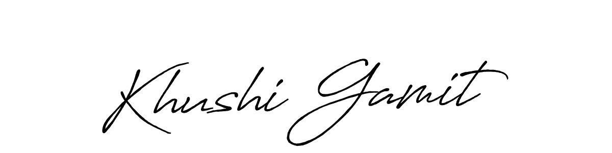 You can use this online signature creator to create a handwritten signature for the name Khushi Gamit. This is the best online autograph maker. Khushi Gamit signature style 7 images and pictures png
