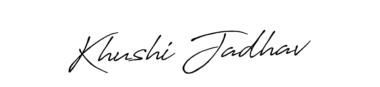 Khushi Jadhav stylish signature style. Best Handwritten Sign (Antro_Vectra_Bolder) for my name. Handwritten Signature Collection Ideas for my name Khushi Jadhav. Khushi Jadhav signature style 7 images and pictures png