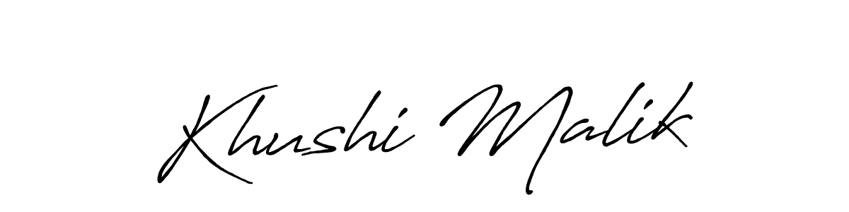 You should practise on your own different ways (Antro_Vectra_Bolder) to write your name (Khushi Malik) in signature. don't let someone else do it for you. Khushi Malik signature style 7 images and pictures png