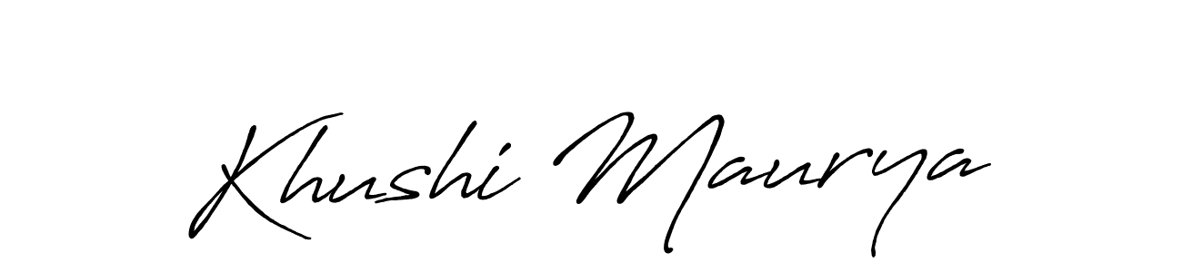 Use a signature maker to create a handwritten signature online. With this signature software, you can design (Antro_Vectra_Bolder) your own signature for name Khushi Maurya. Khushi Maurya signature style 7 images and pictures png