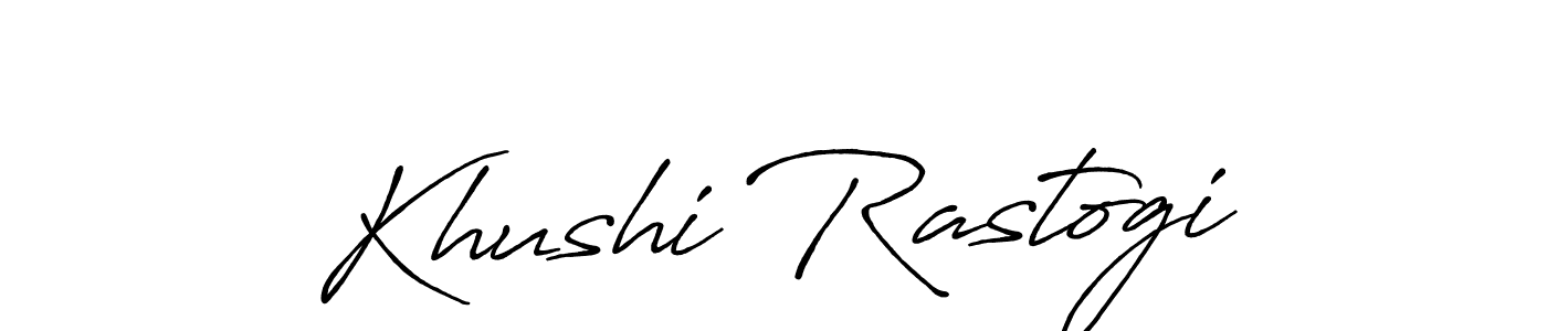 How to make Khushi Rastogi name signature. Use Antro_Vectra_Bolder style for creating short signs online. This is the latest handwritten sign. Khushi Rastogi signature style 7 images and pictures png