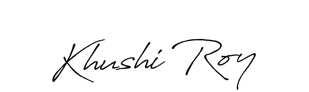 The best way (Antro_Vectra_Bolder) to make a short signature is to pick only two or three words in your name. The name Khushi Roy include a total of six letters. For converting this name. Khushi Roy signature style 7 images and pictures png