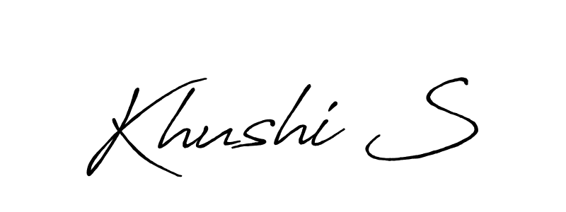 The best way (Antro_Vectra_Bolder) to make a short signature is to pick only two or three words in your name. The name Khushi S include a total of six letters. For converting this name. Khushi S signature style 7 images and pictures png