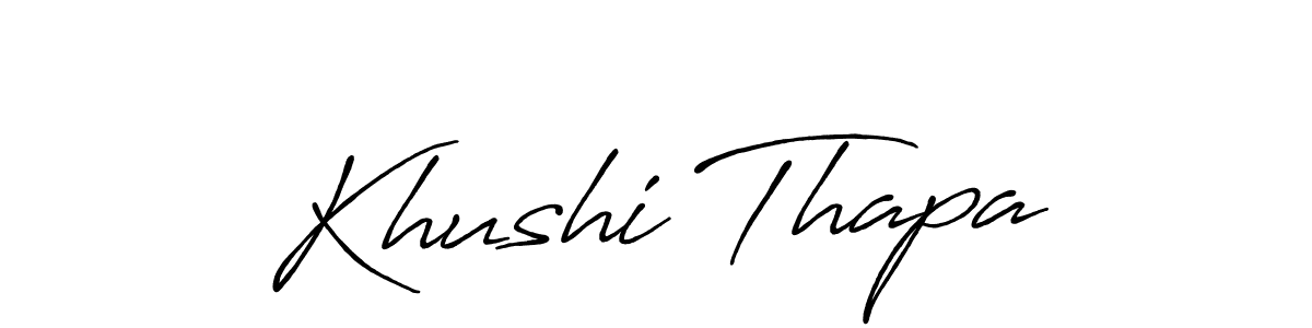 if you are searching for the best signature style for your name Khushi Thapa. so please give up your signature search. here we have designed multiple signature styles  using Antro_Vectra_Bolder. Khushi Thapa signature style 7 images and pictures png
