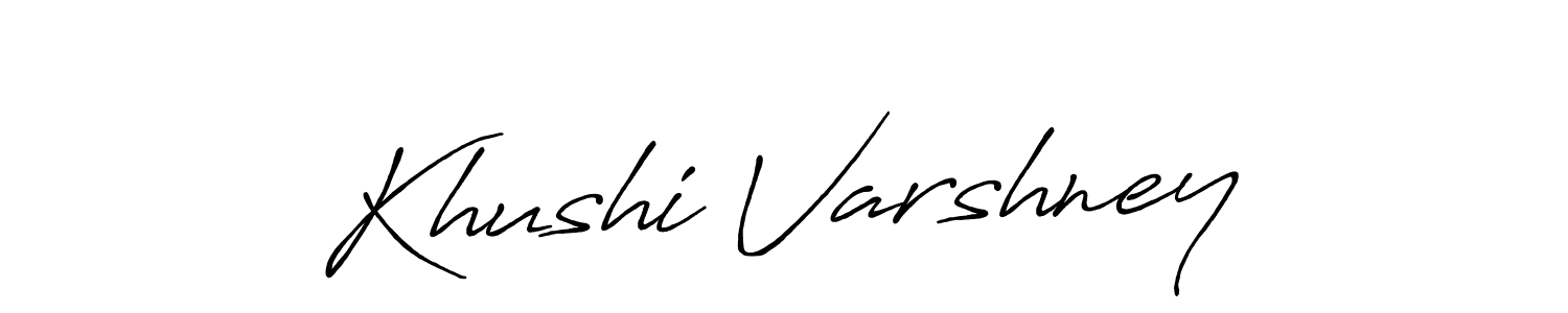 Use a signature maker to create a handwritten signature online. With this signature software, you can design (Antro_Vectra_Bolder) your own signature for name Khushi Varshney. Khushi Varshney signature style 7 images and pictures png