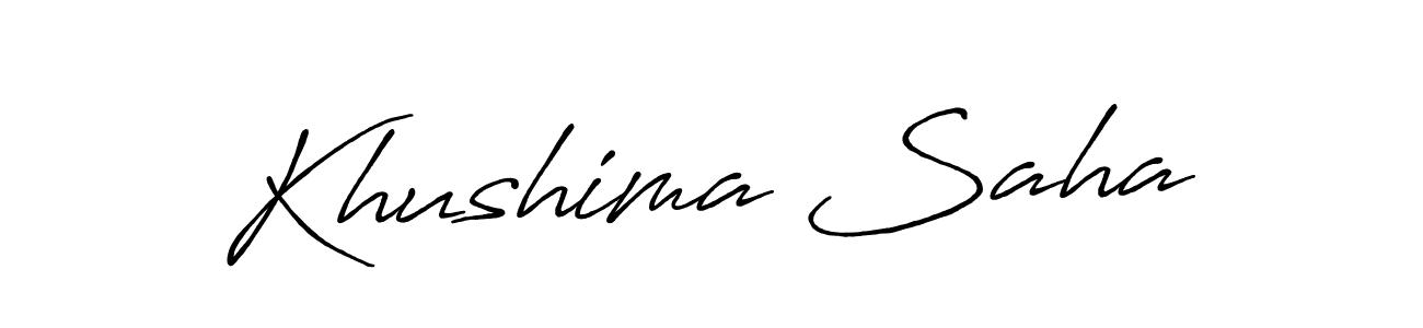 Create a beautiful signature design for name Khushima Saha. With this signature (Antro_Vectra_Bolder) fonts, you can make a handwritten signature for free. Khushima Saha signature style 7 images and pictures png