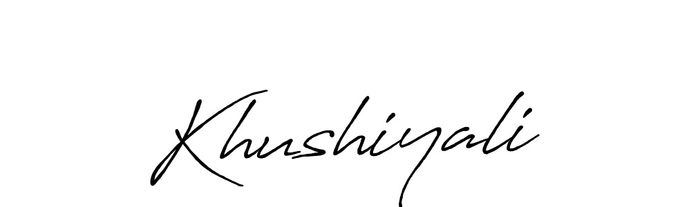 Make a beautiful signature design for name Khushiyali. With this signature (Antro_Vectra_Bolder) style, you can create a handwritten signature for free. Khushiyali signature style 7 images and pictures png