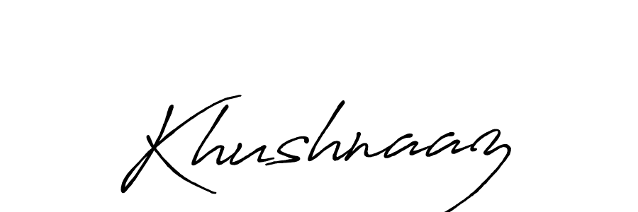 The best way (Antro_Vectra_Bolder) to make a short signature is to pick only two or three words in your name. The name Khushnaaz include a total of six letters. For converting this name. Khushnaaz signature style 7 images and pictures png