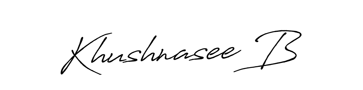 You should practise on your own different ways (Antro_Vectra_Bolder) to write your name (Khushnasee B) in signature. don't let someone else do it for you. Khushnasee B signature style 7 images and pictures png