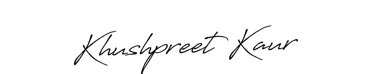 Also we have Khushpreet Kaur name is the best signature style. Create professional handwritten signature collection using Antro_Vectra_Bolder autograph style. Khushpreet Kaur signature style 7 images and pictures png