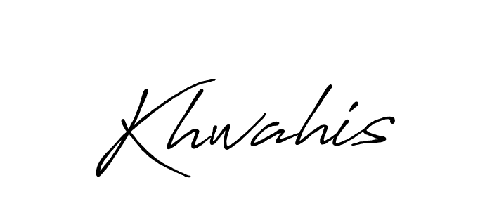 Use a signature maker to create a handwritten signature online. With this signature software, you can design (Antro_Vectra_Bolder) your own signature for name Khwahis. Khwahis signature style 7 images and pictures png