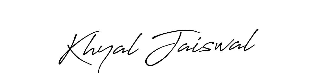 Khyal Jaiswal stylish signature style. Best Handwritten Sign (Antro_Vectra_Bolder) for my name. Handwritten Signature Collection Ideas for my name Khyal Jaiswal. Khyal Jaiswal signature style 7 images and pictures png