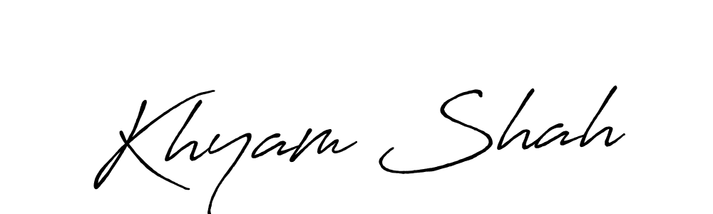 Make a beautiful signature design for name Khyam Shah. With this signature (Antro_Vectra_Bolder) style, you can create a handwritten signature for free. Khyam Shah signature style 7 images and pictures png